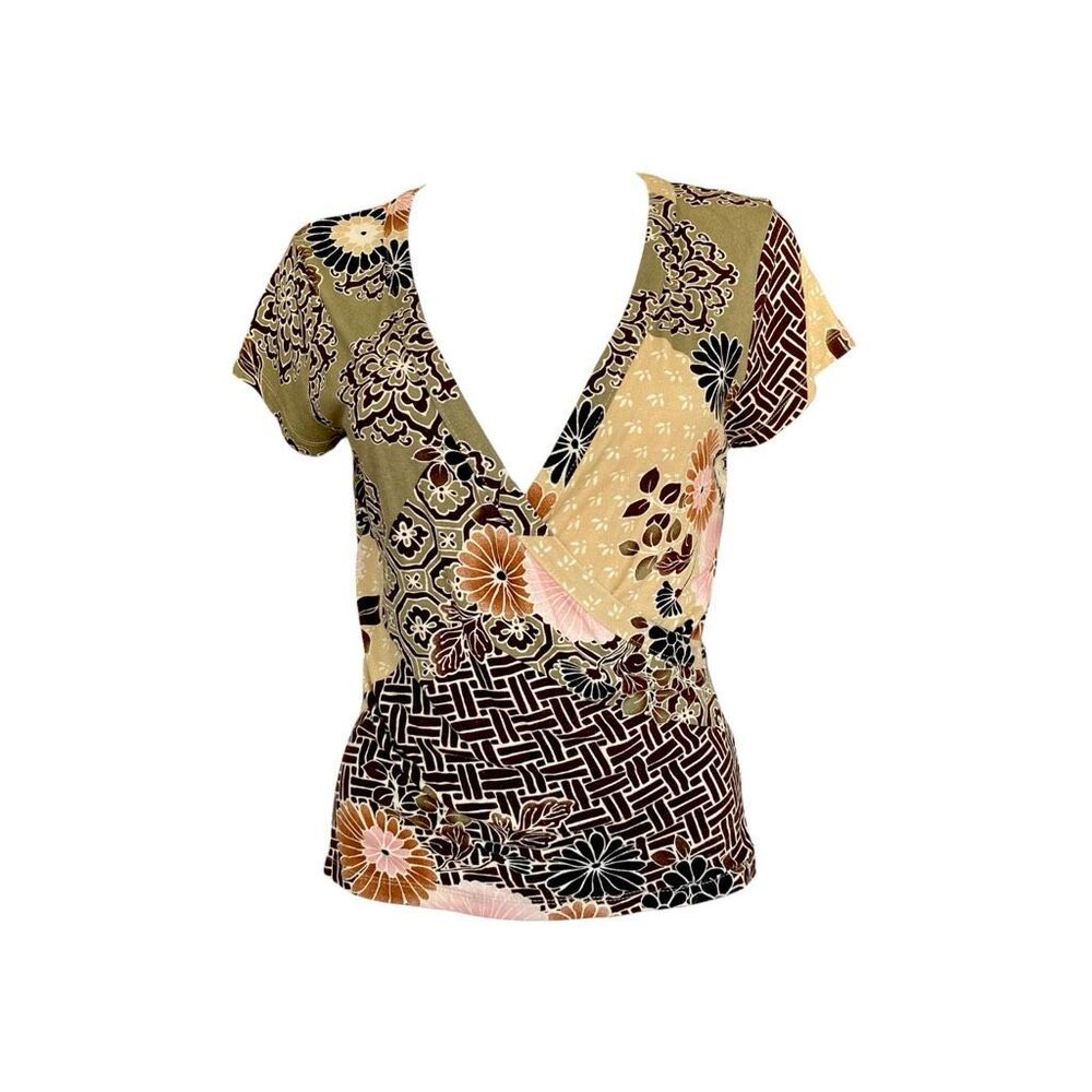 fairy floral wrap-style blouse